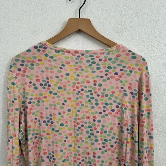 Posh Peanut Multi Polka Dot Henley V-Neck Long Sleeve Top Pink XL - Picture 5 of 7